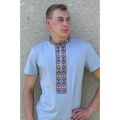 Embroidered t-shirt for men "Symmetry" gray